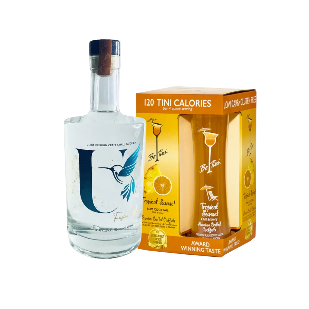U-Gin Fusion Element Gin 75cl with FREE Betini Tropical Sunset Rum Cocktail (4 pax)