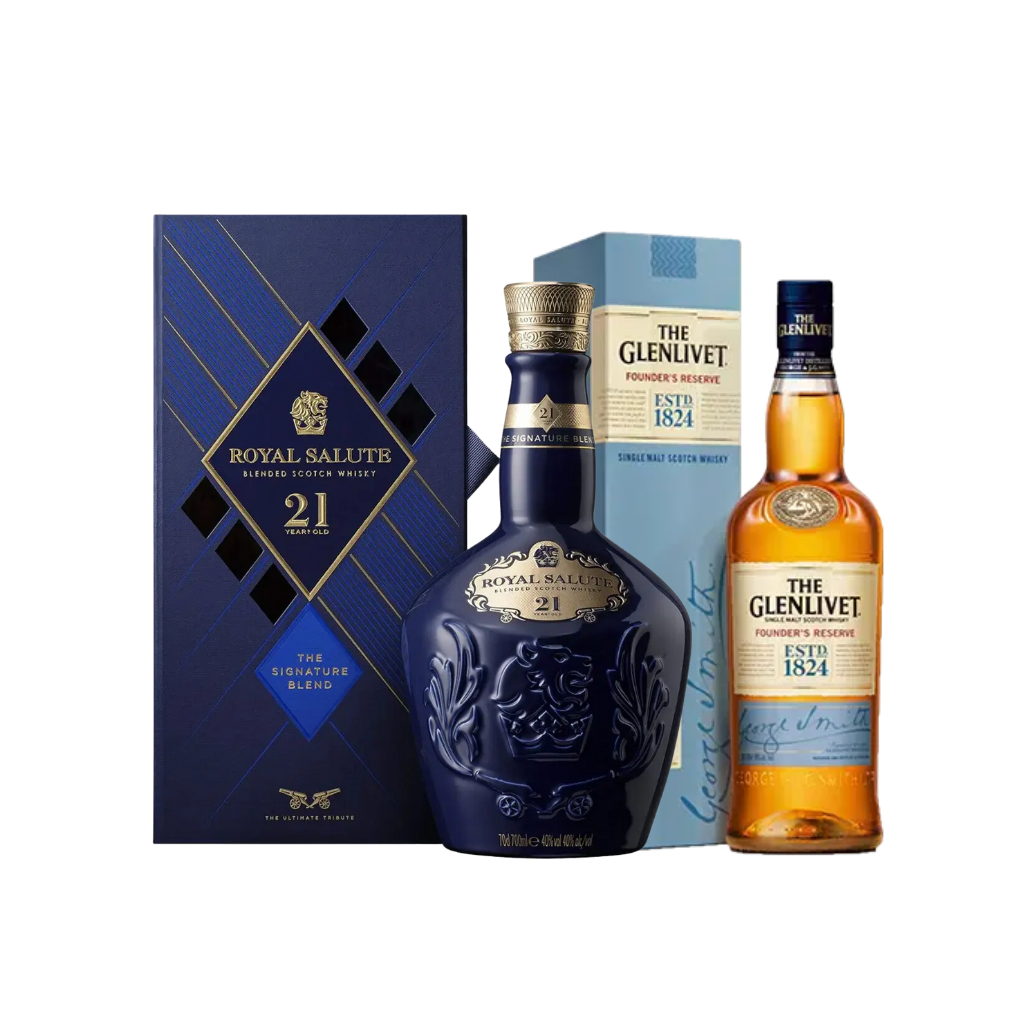 Royal Salute 21 Year Old The Signature Blended Scotch Whisky + FREE 1 bottle of Glenlivet Founders Reserve