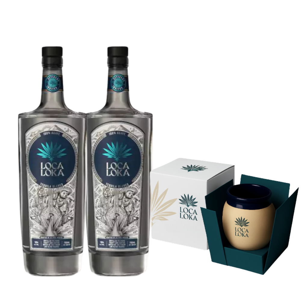 2 Bottles of Loca Loka Blanco Tequila with FREE Cantarito