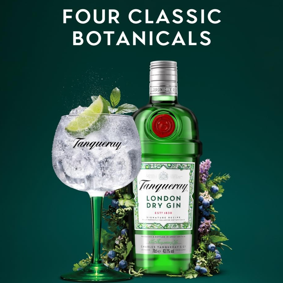 Tanqueray London Dry Gin 75cl with FREE Gift Bag and Leather Coaster