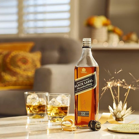 Johnnie Walker Black Label 12 Year Old 1L with Highball Glass and Silicone Ice Ball Mold