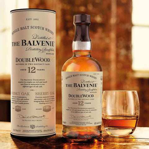 Balvenie 12 Year Old Double Wood 70cl (6 bottles) with FREE 2 pcs Kosa Single Rock Glass