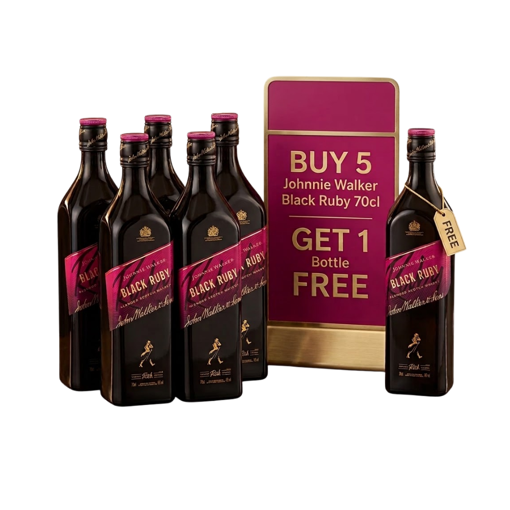 Buy 5 Johnnie Walker Ruby 70cl Get 1 bottle FREE