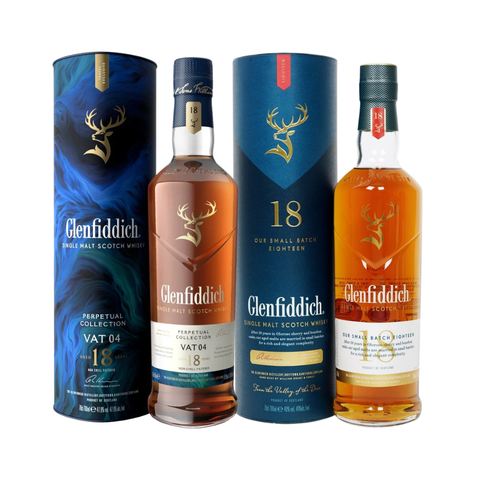 Glenfiddich 18 Year Old Perpetual Collection VAT 04 70cl with Glenfiddich 18 Year Old Single Malt Whisky 70cl