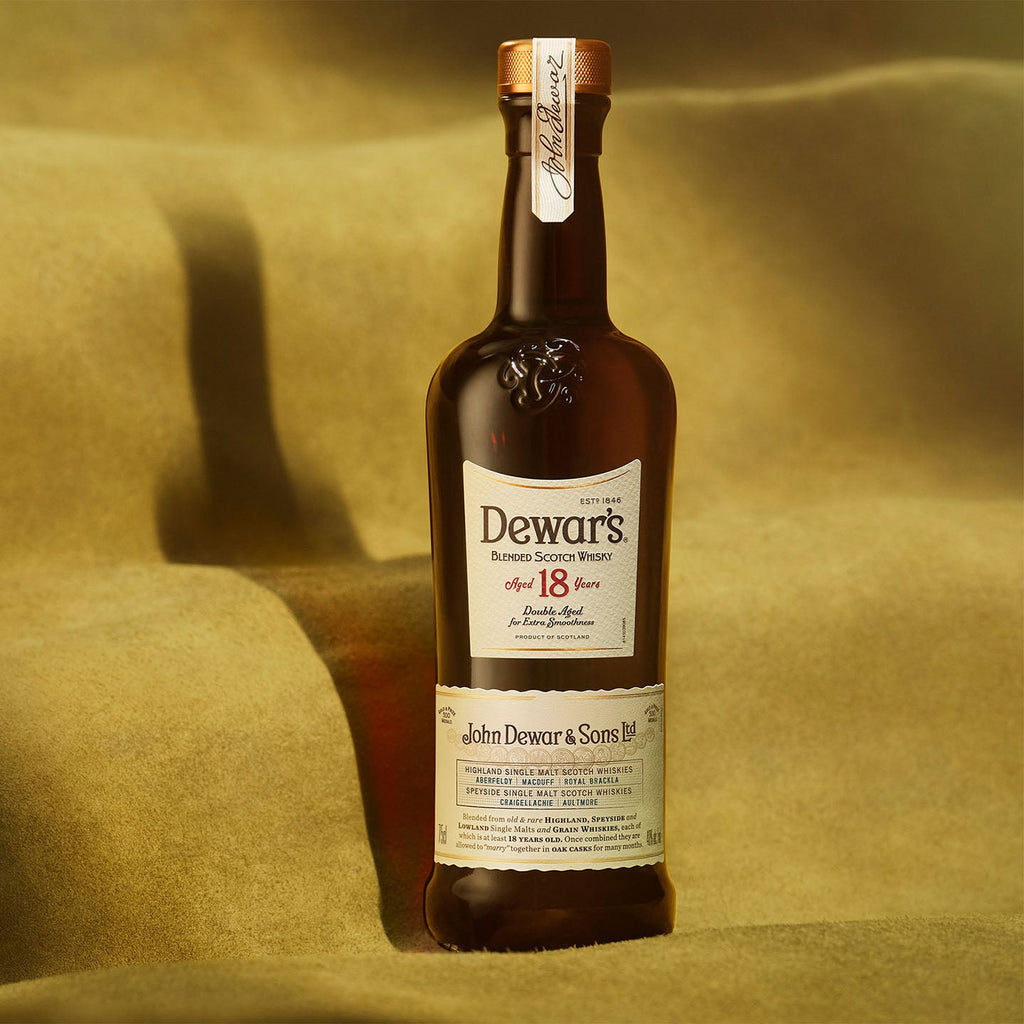 Dewars 18 Year Old Whisky 75cl with Premium Rock Glass