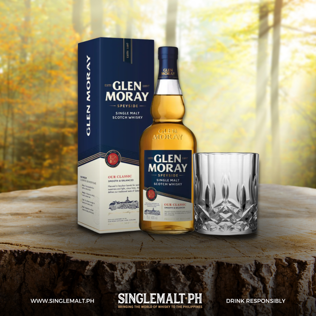 Glen Moray Classic Speyside Singlemalt Scotch Whisky  with FREE Prism Spinning Glass