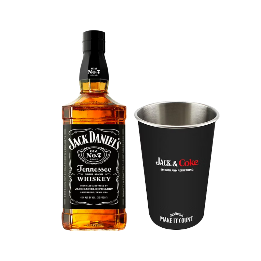 Jack Daniel's Old No.7 Tennessee Whiskey 1L with FREE Jack Daniel's Tin Cup
