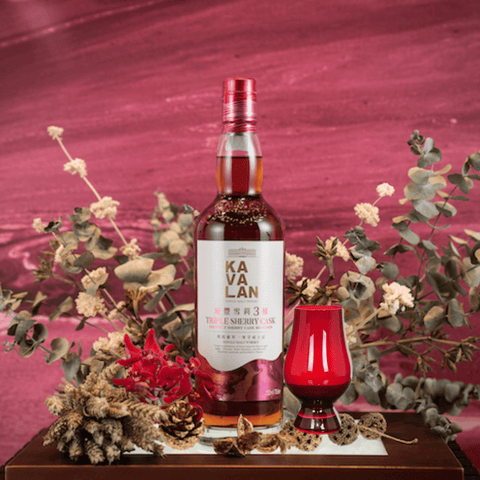 Kavalan Triple Sherry Cask 70cl with Red Glencairn Blind Tasting Glass
