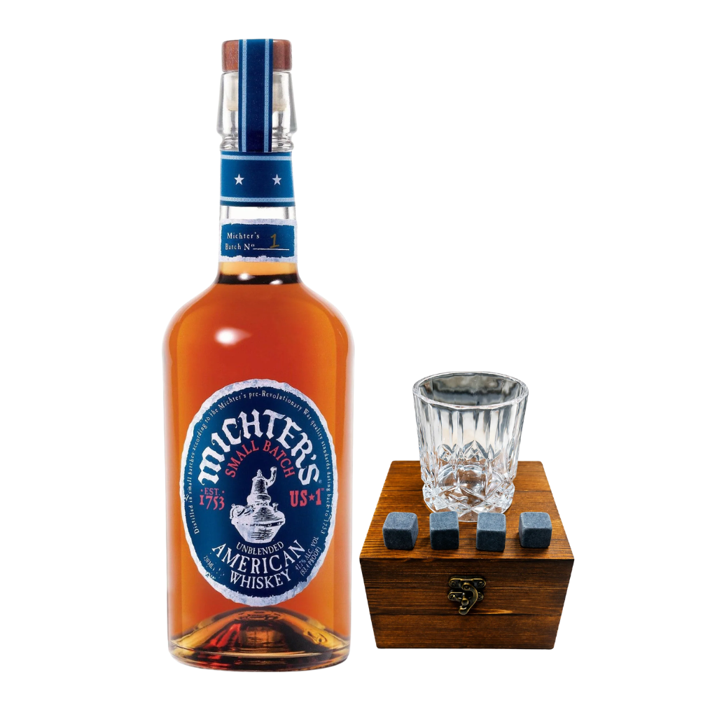 Michter's Small Batch Unblended American Whiskey 70cl with FREE Bevtools Spinning Glass Gift Set