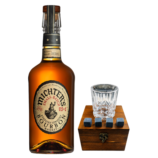 Michter's Small Batch Straight Bourbon Whiskey 70cl with FREE Bevtools Spinning Glass Gift Set