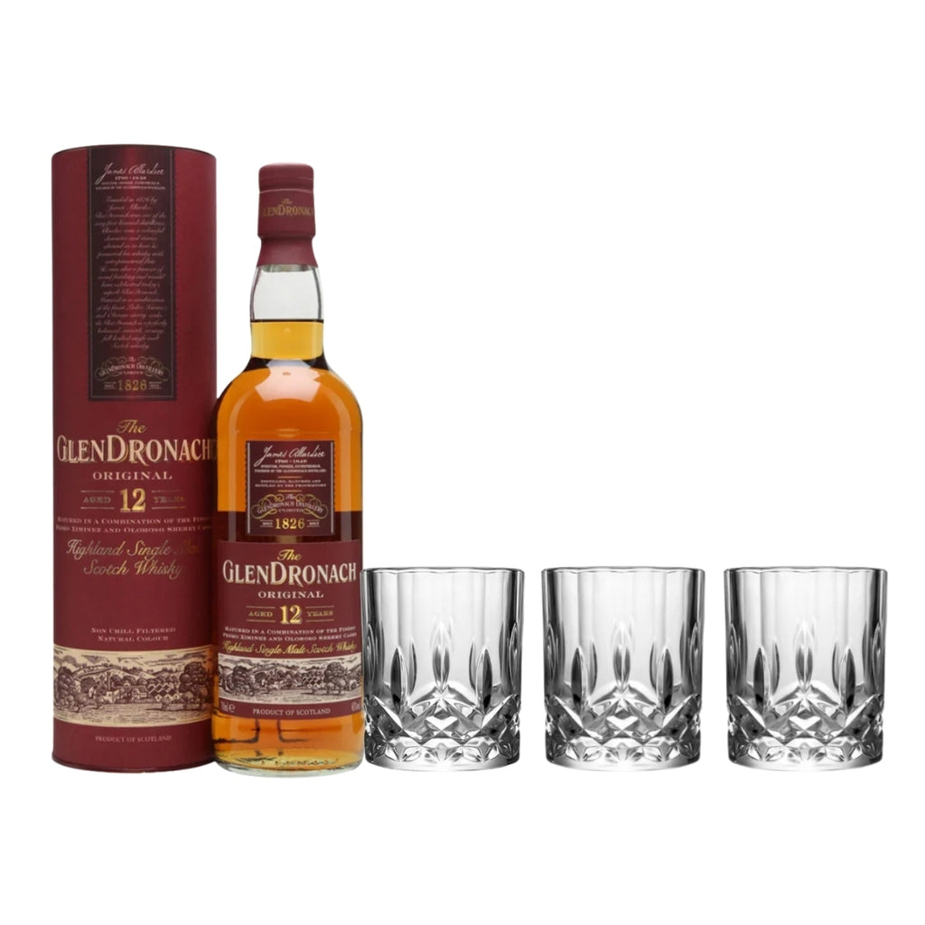 Glendronach 12 Year Old Sherry Cask Matured Whisky 70cl with Free 3 prism glasses