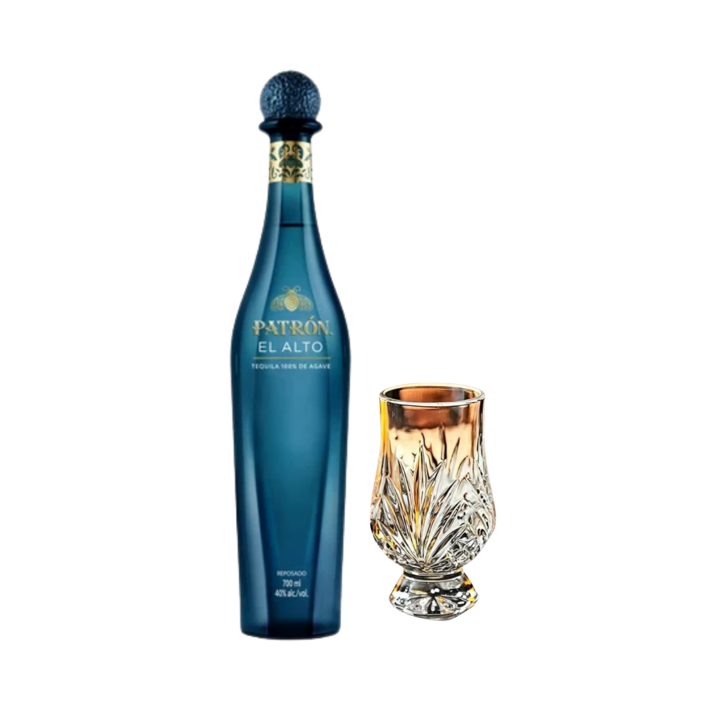 Patron El Alto Reposado Tequila 75cl with Premium Crystal Glass 15cl