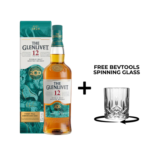 Glenlivet 12 Year Old Single Malt Whisky 70cl with FREE Prism Spinning Glass