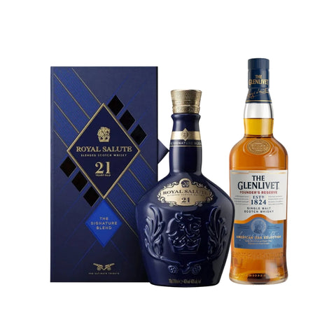 Royal Salute 21 Year Old The Signature Blended Scotch Whisky + FREE 1 bottle of Glenlivet Founders Reserve