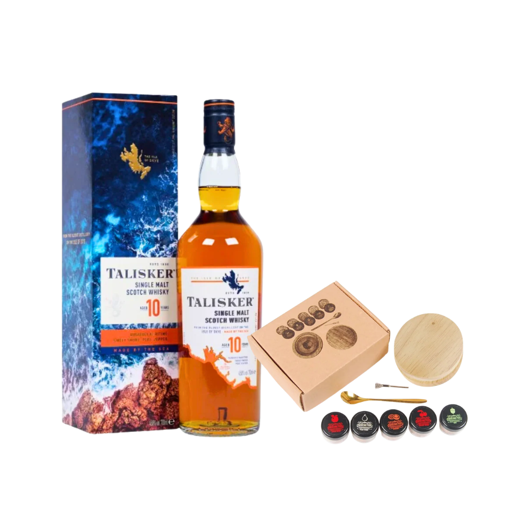 Talisker 10 Year Old Single Malt Scotch Whisky 70cl with FREE Bevtools Smoker Bar Set 5 Flavors Wood Chips