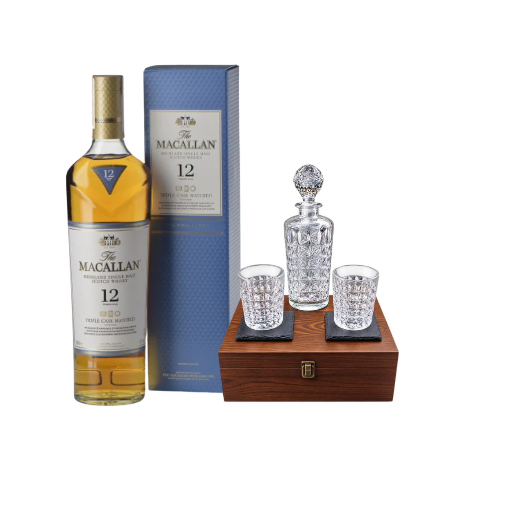 The Macallan Fine Oak Triple Cask 12 Year Old 70cl with FREE Decanter Gift Set