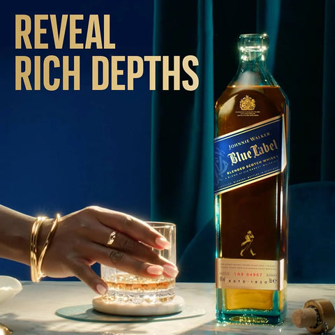 Johnnie Walker Blue Label Blended Scotch Whisky 75cl with FREE Gift Bag and Leather Coaster