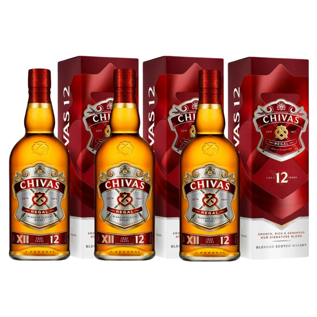 Chivas Regal 12 Year Old Blended Scotch Whisky 70cl (3 Bottles)