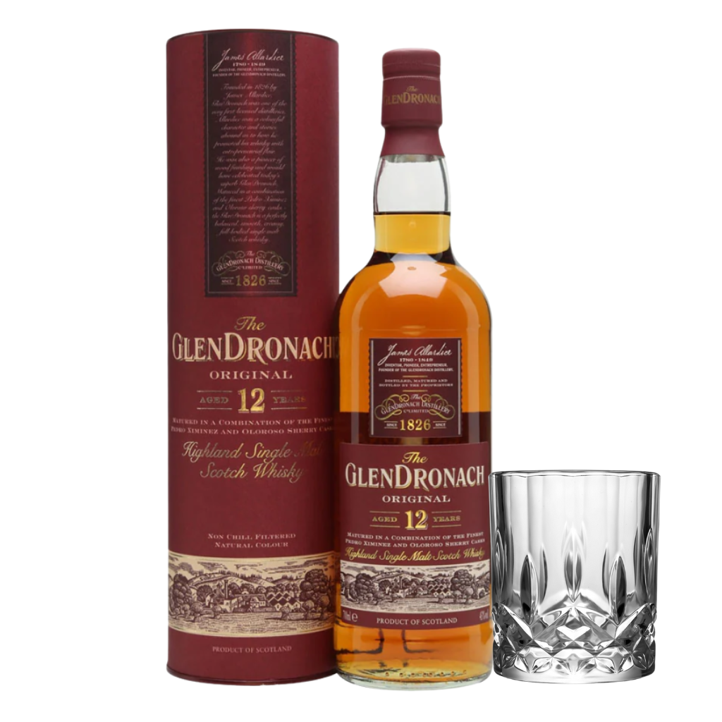 Glendronach 12 Year Old Sherry Cask Matured Whisky 70cl with FREE Prism Spinning Glass