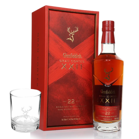 Glenfiddich 22 Year Old Gran Cortes 75cl with FREE Glenfiddich Rock Glass