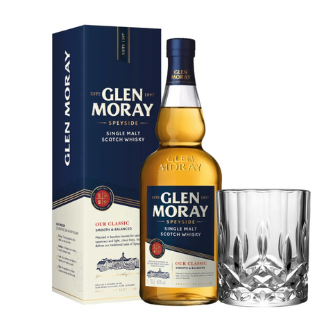 Glen Moray Classic Speyside Singlemalt Scotch Whisky  with FREE Prism Spinning Glass
