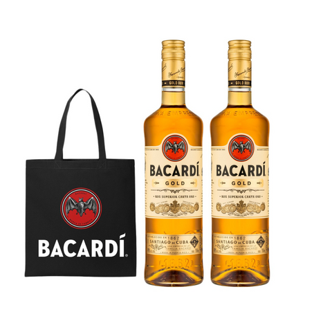 Bacardi Gold Rum 75cl (2 bottles) with FREE Black Tote Bag