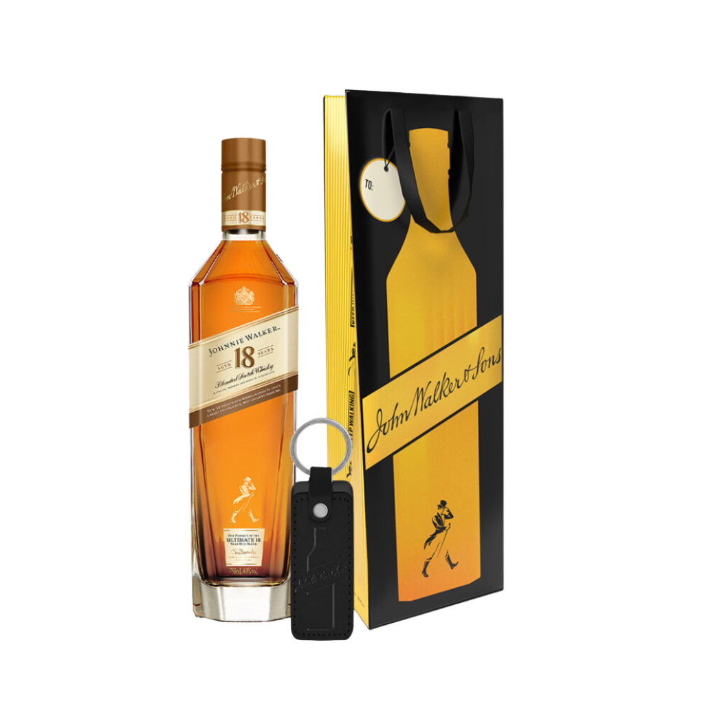 Johnnie Walker 18 Year Old Blended Scotch Whisky 75cl with Gift Bag and Keychain