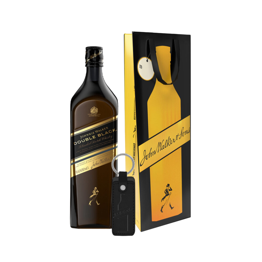 Johnnie Walker Double Black Label Blended Scotch Whisky 1L with Gift Bag and Keychain