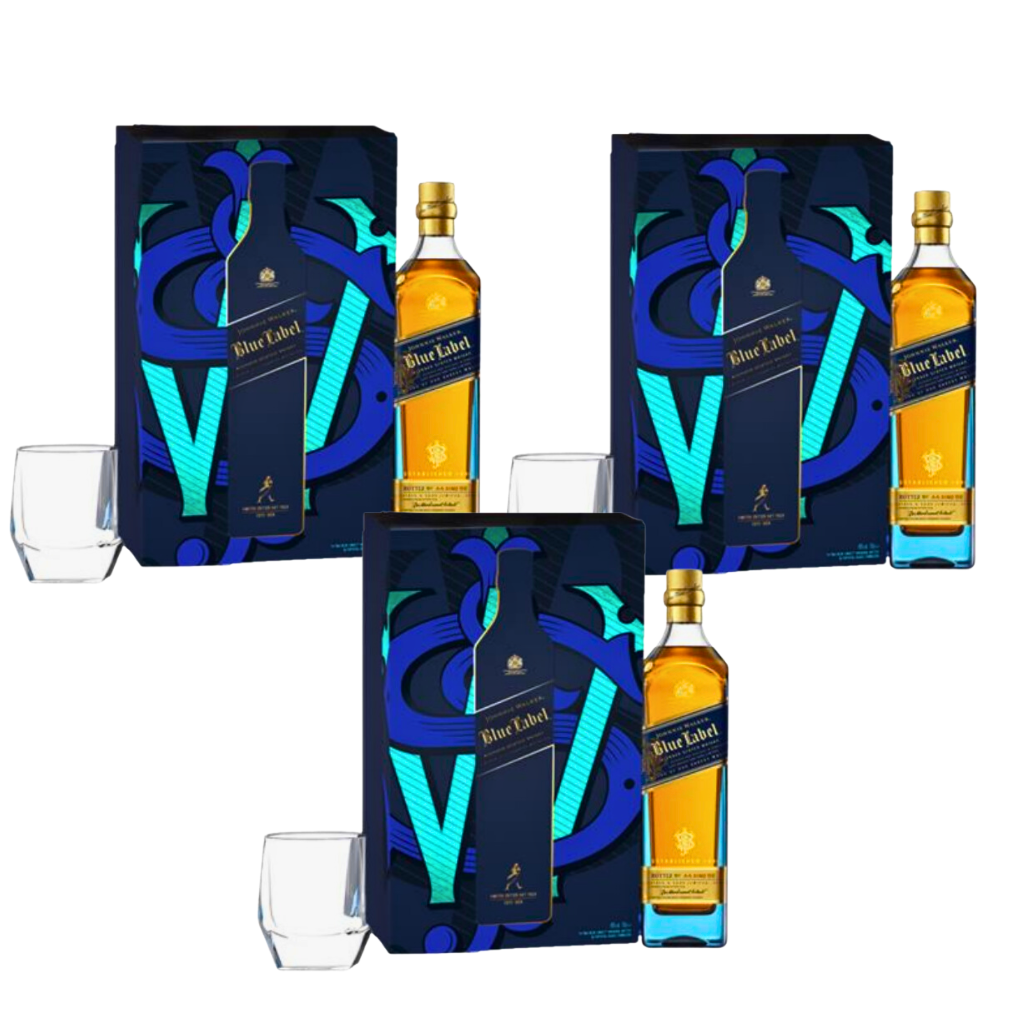 Johnnie Walker Blue Label 75cl Festive Gift Set (3 bottles)