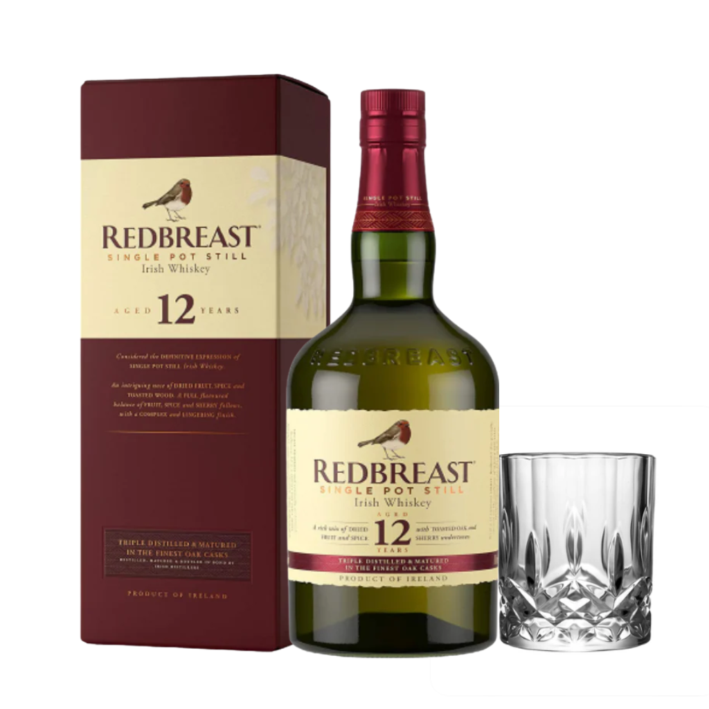 Redbreast 12 Year Old Potstill Irish Whiskey 70cl with FREE Prism Spinning Glass