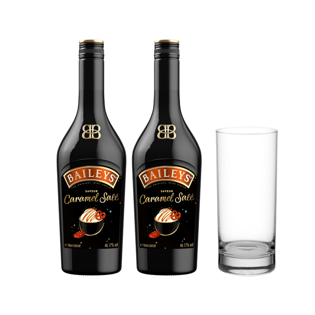 Bailey's Salted Caramel Irish Liqueur (2 Bottles) with FREE Hi Ball Glass 290ml