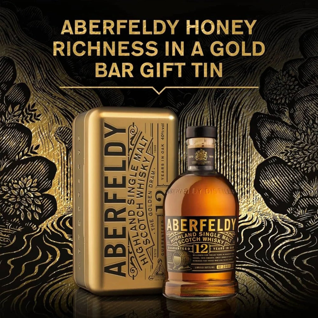 Aberfeldy 12 Year Old with Gold Bar Tin Whisky