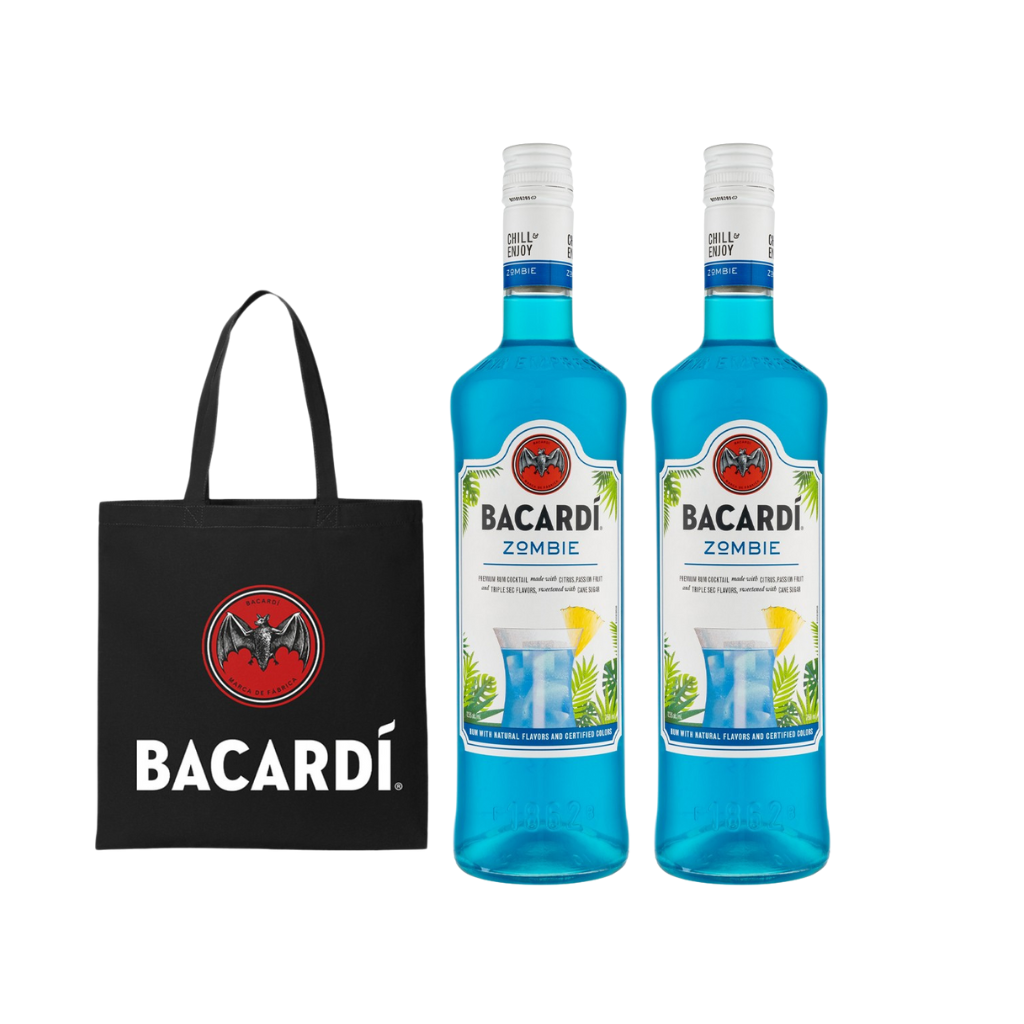 Bacardi Zombie Rum 75cl (2 bottles) with FREE Black Tote Bag