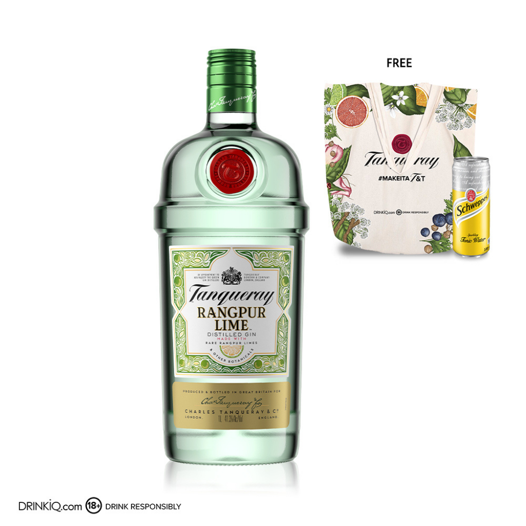 Tanqueray Rangpur Distilled Gin 1L + Free Tonic Water and Summer Tote Bag