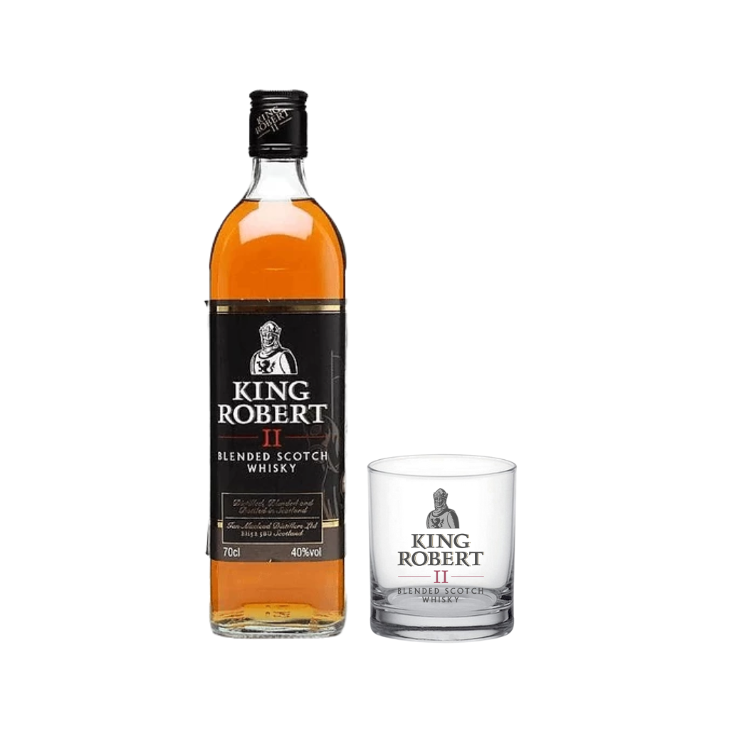 King Robert Blended Scotch Whisky 70cl + FREE Rock Glass