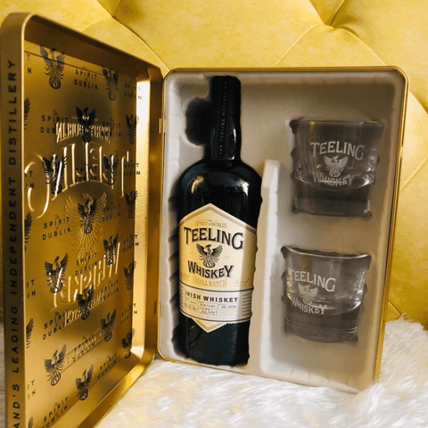 Teeling Small Batch 70cl with 2 Glasses in Gold Tin Can