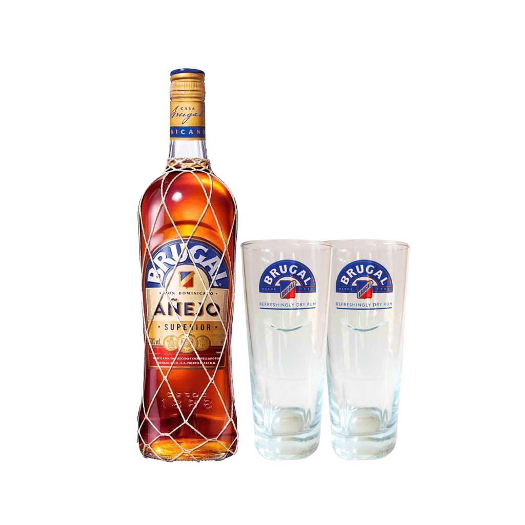 Brugal Anejo Rum 70cl + FREE 2 Brugal Highball Glasses
