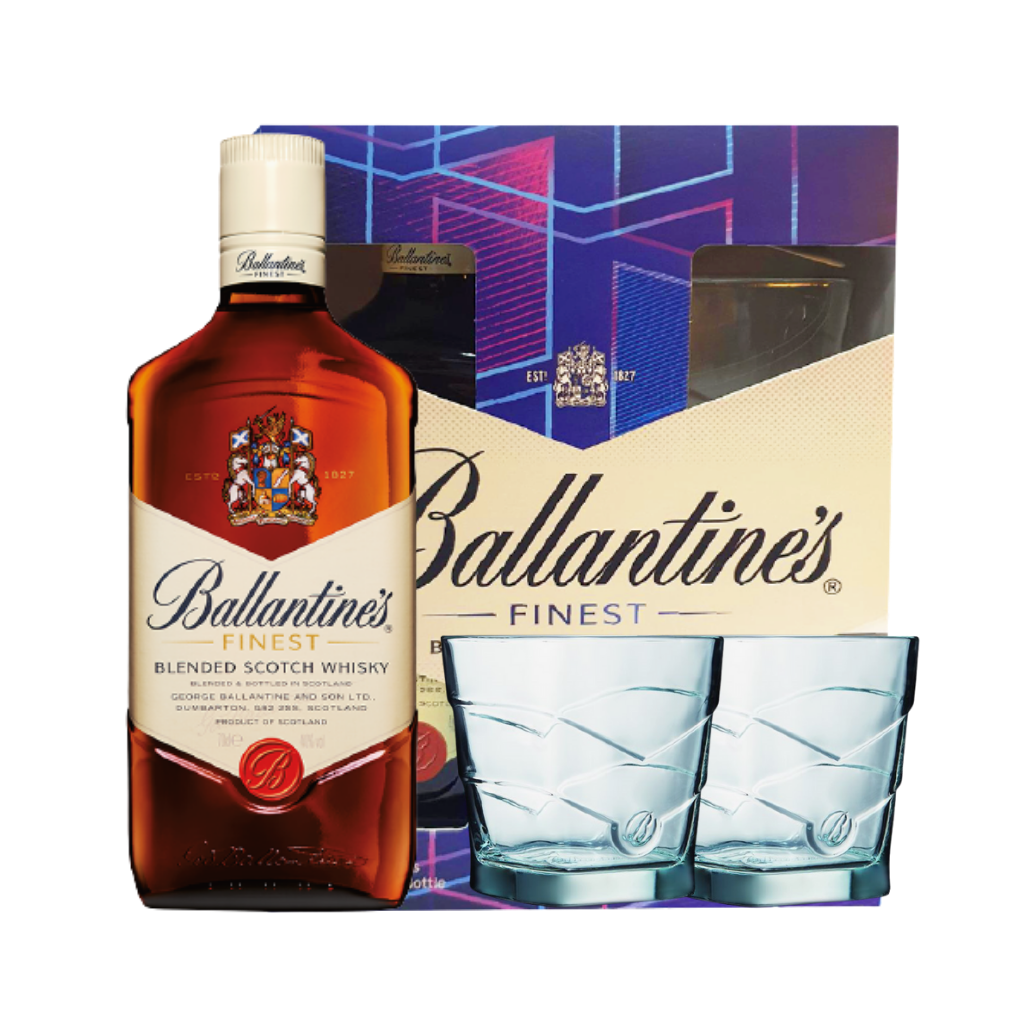 Ballantines Finest with 2 Free Glasses Gift Pack 70cl