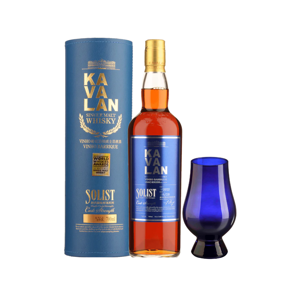 Kavalan Solist Vinho Barrique 70cl with Blue Glencairn Blind Tasting Glass