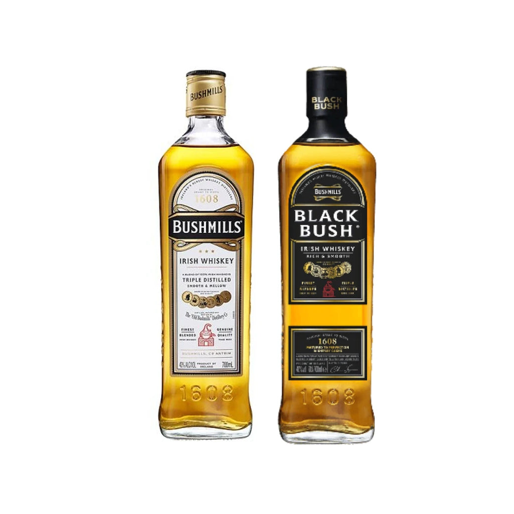 Bushmills Irish Whiskey The Original + Black (2 Bottles) 70cl