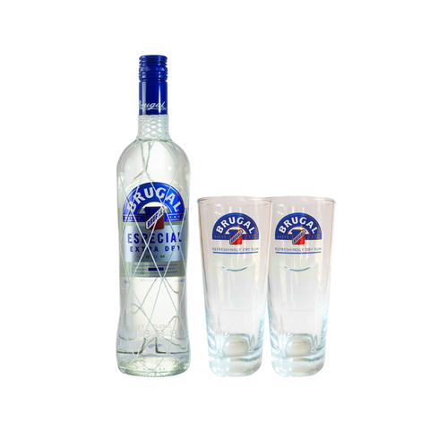 Brugal Especial Extra Dry Rum 70cl + FREE 2 Brugal Highball Glasses