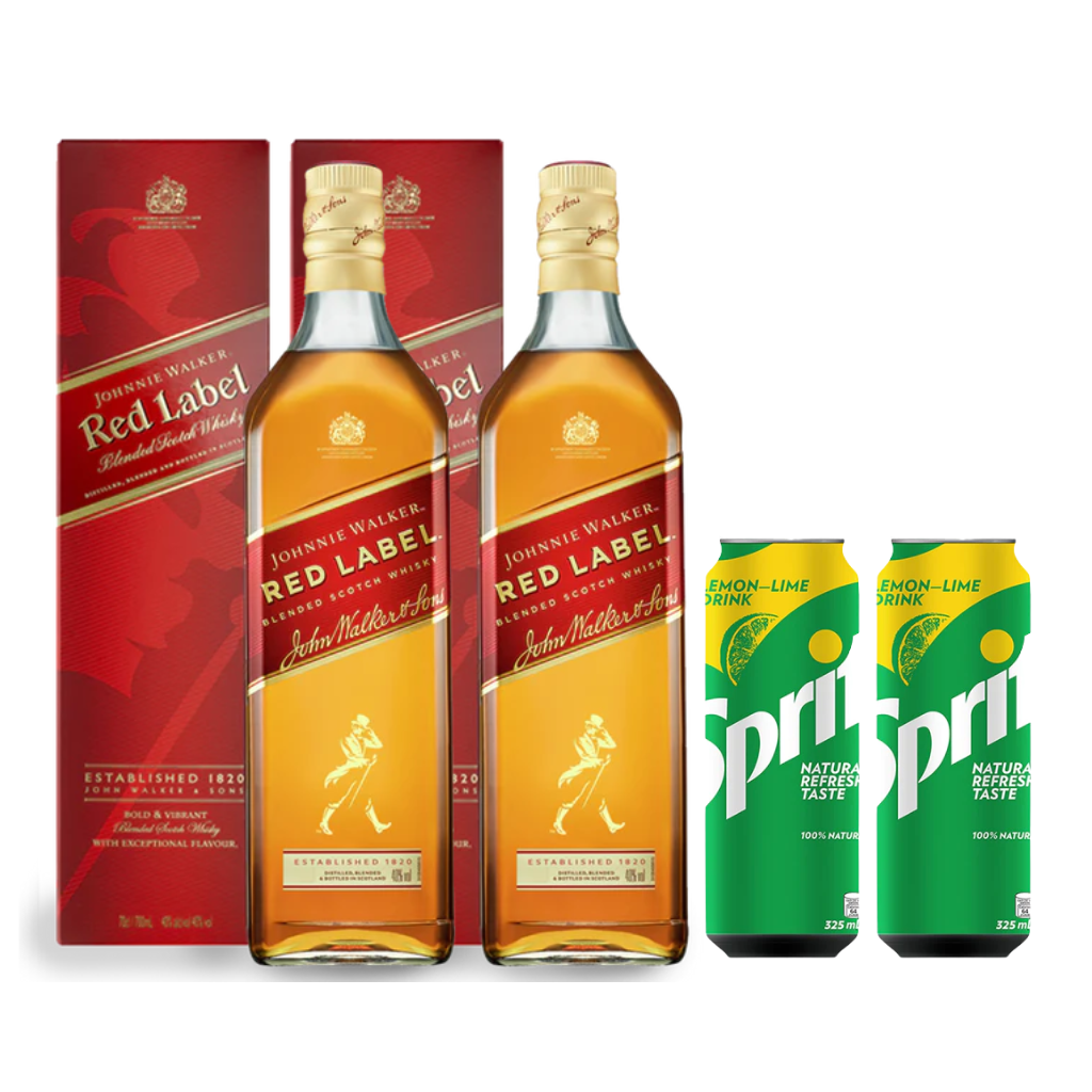 Johnnie Walker Red Label 1L (2 Bottles + 2 Free Sprite)