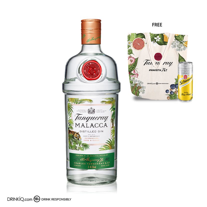 Tanqueray Malacca Gin 1L + Free Tonic Water and Summer Tote Bag